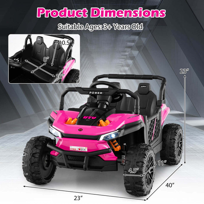 Costway 12v Kids Ride Sur Camion Avec Telecommande Parentale 3 Vitesses Et Fonction Avant Inverse Rose
