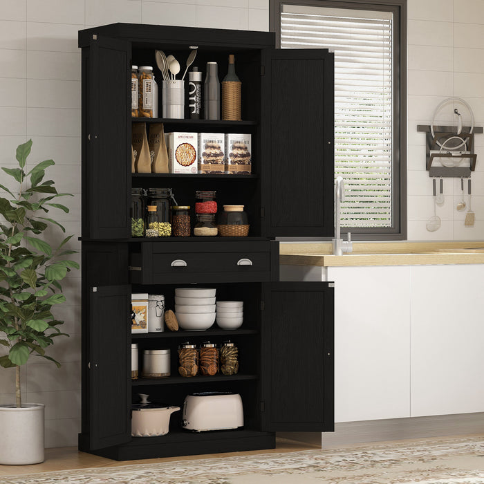 HOMCOM Armoire de rangement pour garde-manger de cuisine avec tiroir, noir