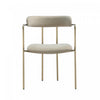 Serene Mid-Century Modern Metal Upholstered Dining Chair in Taupe | Chaise de salle a manger moderne mi-siecle en metal et tissu, coloris taupe, Serene