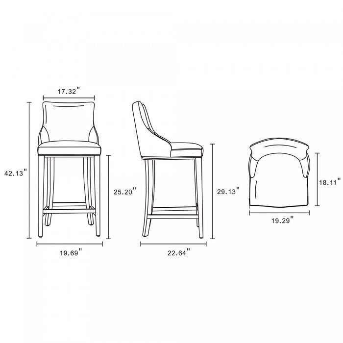 Tabouret de bar moderne en bois Shubert avec revetement en tissu gris clair - Lot de 2