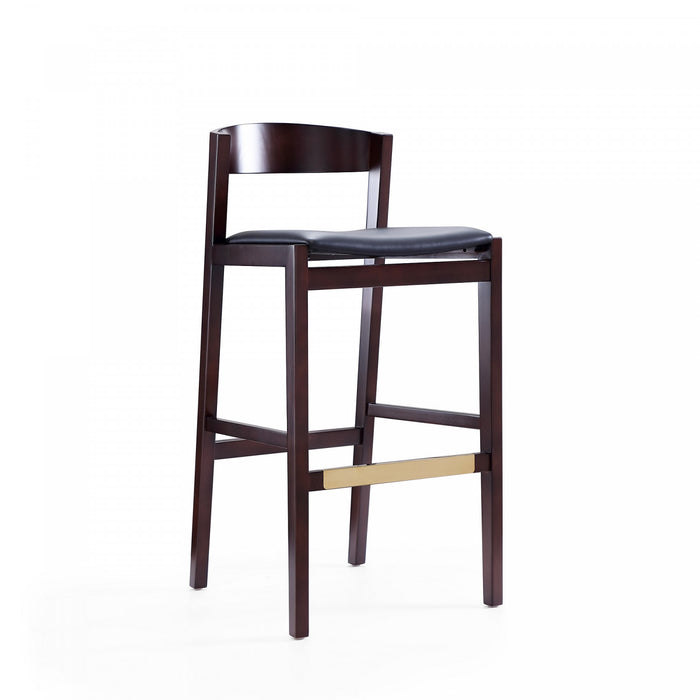Tabouret de bar en bois rembourre style Klismos mi-siecle moderne noir - Lot de 2