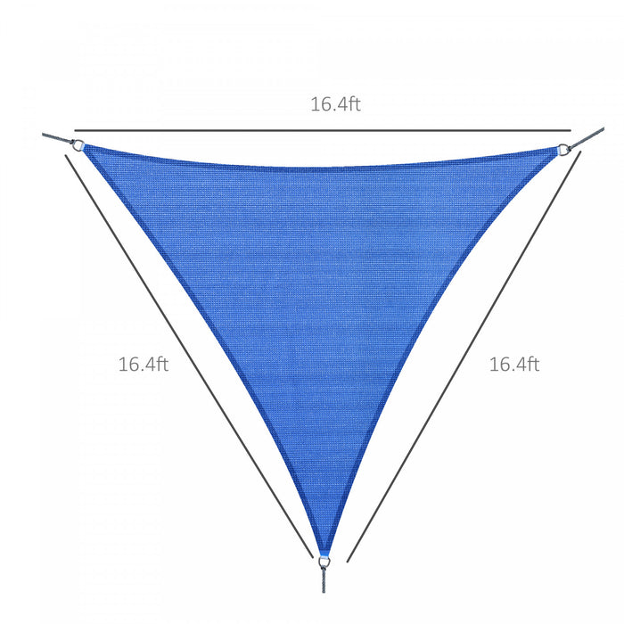 Outsunny Triangle 16,4' Canopy Sun Sail Shade Garden Cover Uv Protector Abri Exterieur De Pelouse Pour Patio Avec Sac De Transport (bleu)
