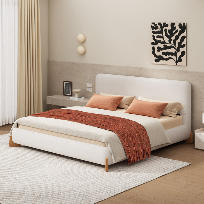 Olivia Lit elegant et confortable avec revetement, Taille King, Blanc