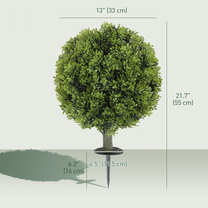 HOMCOM Lot de 2 boules de buis artificiels, fausses plantes avec piquet