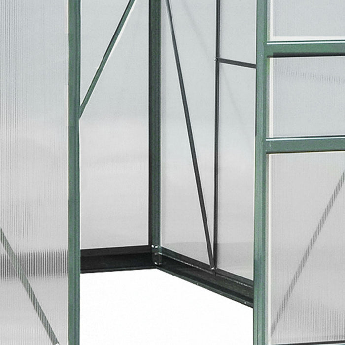 Outsunny 6'x8'x7' Entree Jardin Serre Polycarbonate Panneaux Plantes Fleur Croissance Abri Exterieur Maison Chaude Portable Cadre En Aluminium