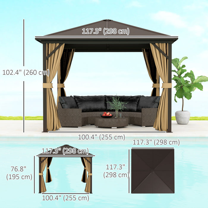 Outsunny Auvent De Gazebo En Aluminium Pour L'exterieur, Marron
