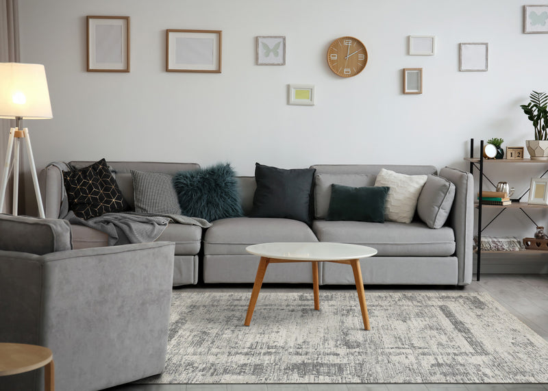Tapis Kylie bordures gris delave, 5'1\" x 7'7\"