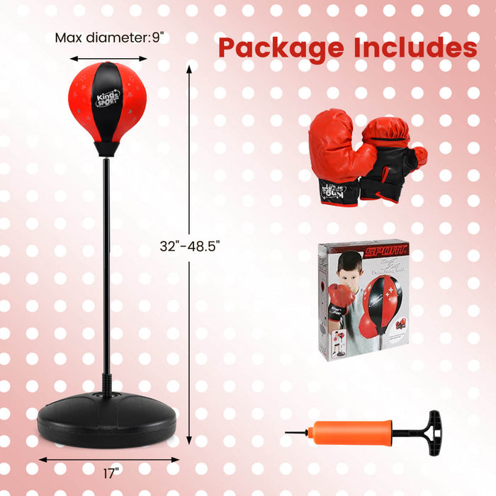 Ensemble De Boxe Pour Enfants, Support Pour Balle De Boxe Reglable En Hauteur, Pompe A Main, Gants De Boxe Pour Enfants Garcons Et Filles, Ensemble De Sac De Boxe Autoportant