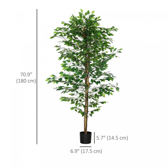 HOMCOM Ficus Artificiel 6pi, Plante Decorative Fausse pour Decoration