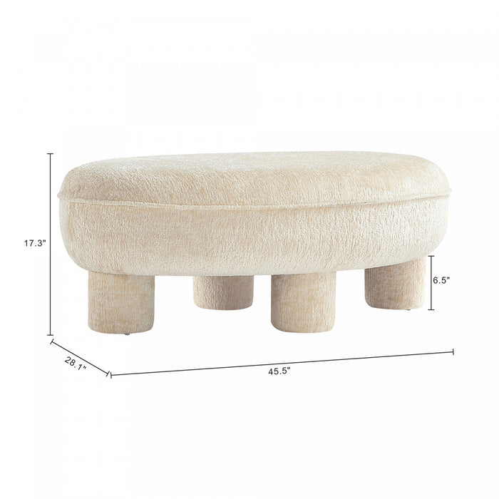 Tabouret d’appoint Tribeca style mid-century moderne en chenille creme