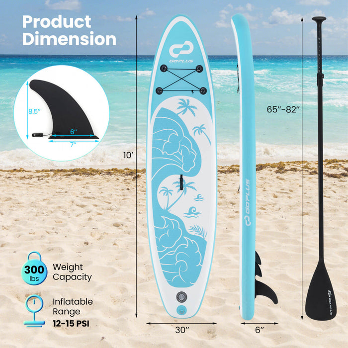 Petite Planche Gonflable De Sup Goplus, Planche De Pagaie Portable Avec Des Anneaux 5d