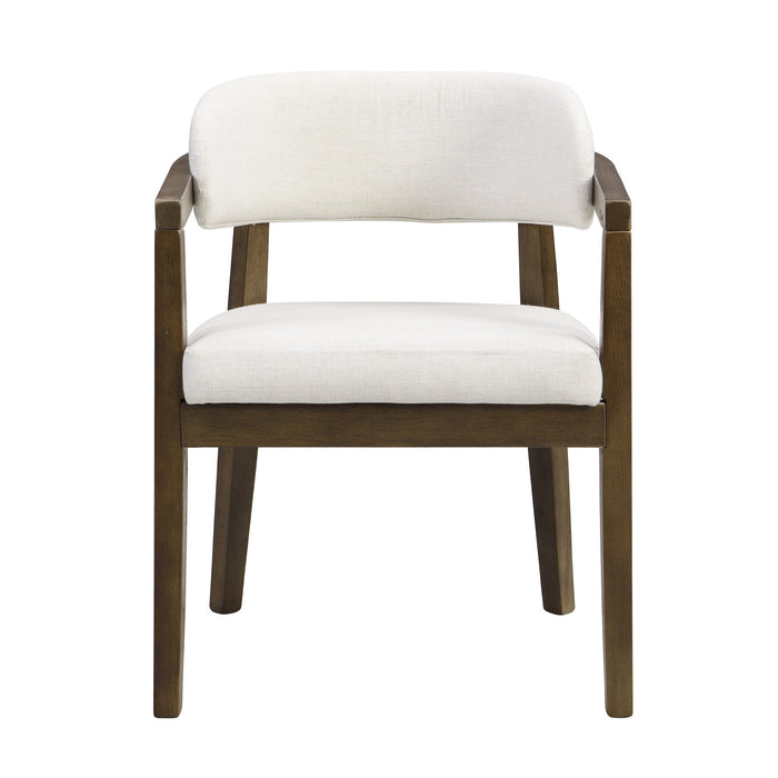 Sophia Ensemble de 2 chaises de salle a manger avec accoudoirs et structure en bois de caoutchouc, noyer