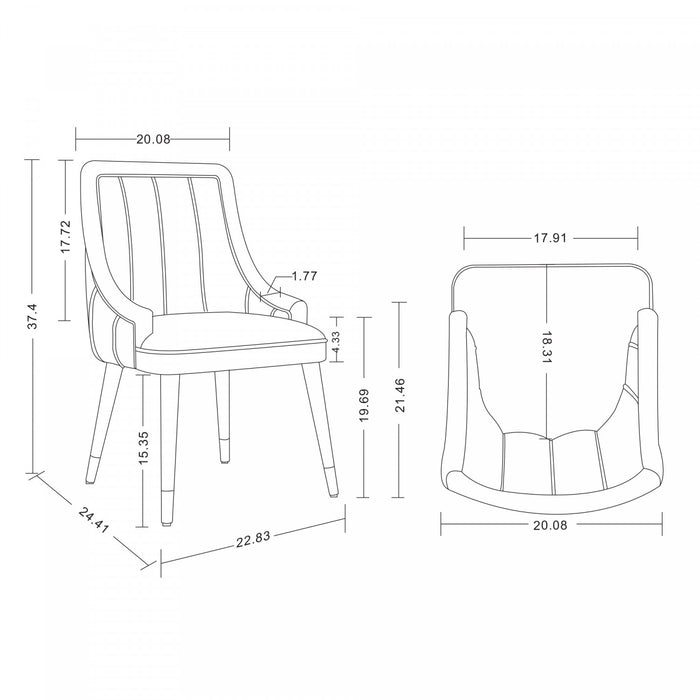 Chaise de salle a manger moderne en bois Eda avec revetement en tissu gris clair - Lot de 2