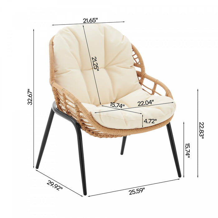 Ensemble de conversation moderne Pine 4 pieces en creme