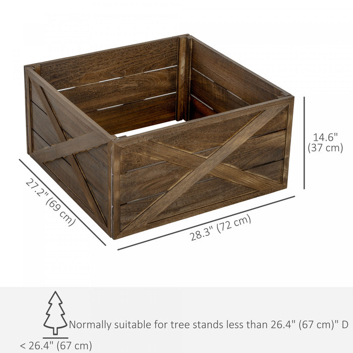 HOMCOM Boite en bois pour base de sapin de Noel 28\", bois vieilli fonce
