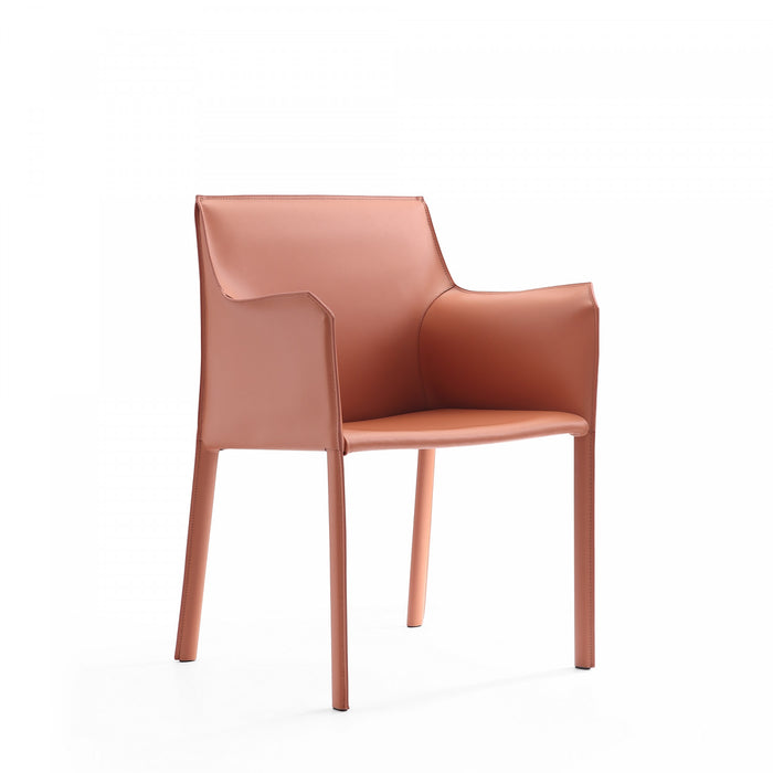 Chaise laterale moderne en cuir vegetalien Paris couleur argile - Lot de 2