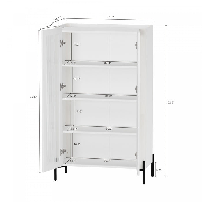 Armoire bibliotheque moderne Abbey 32\" en verre trempe blanc (4 etageres)