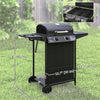 Outsunny 2+1 Burner Propane Gas BBQ Grill, Portable Gas Barbecue Grill with Side Burner, Lid, Side Table, Shelf, Spice Rack, Wheels, Grease Cup, Thermometer for Garden, Black