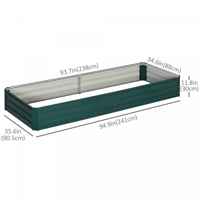 Outsunny Lit De Jardin Sureleve 95\" X 36\" X 12\" Galvanise Pour Fleurs, Vert