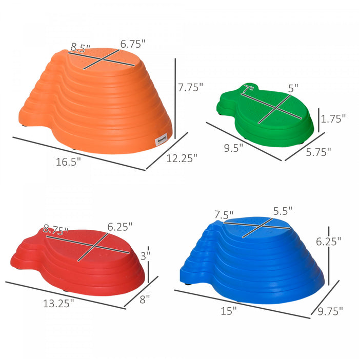 Outsunny 11 Pcs Tremplins D'equilibre Pour Enfants Style De Poisson Course D'obstacles Antiderapante Blocs D'equilibre Empilables Encourager L'equilibre Des Tout-petits Interieur Exterieur