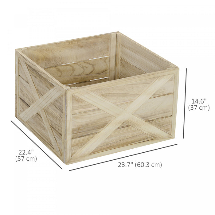 Homcom Boite A Collier D'arbre De Noel En Bois 24\" Finition En Bois Vieilli