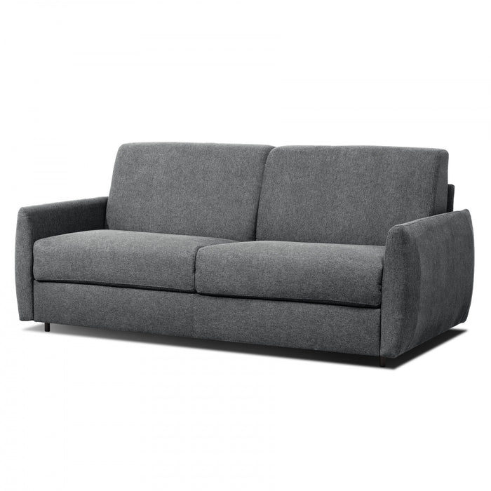 Enzo 73 po. Canape-lit italien en tissu avec matelas mousse memoire et accoudoirs arrondis - Gris fonce