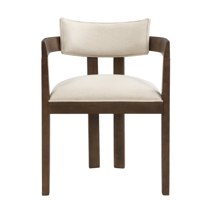 Evelyn Ensemble de 2 chaises de salle a manger en bois de caoutchouc avec accoudoirs et assise rembourree, noyer