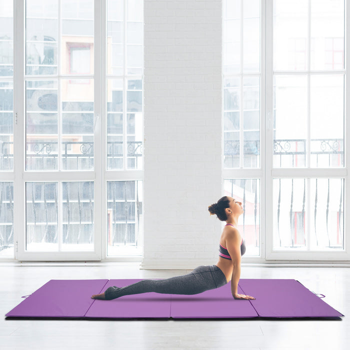 Soozier Tapis De Gymnastique Pliable 10,2 X 25,4 X 5,1 Cm, Tapis D'exercice Avec Poignees De Transport Pour Yoga, Mma, Arts Martiaux, Etirements, Entrainements De Base, Violet
