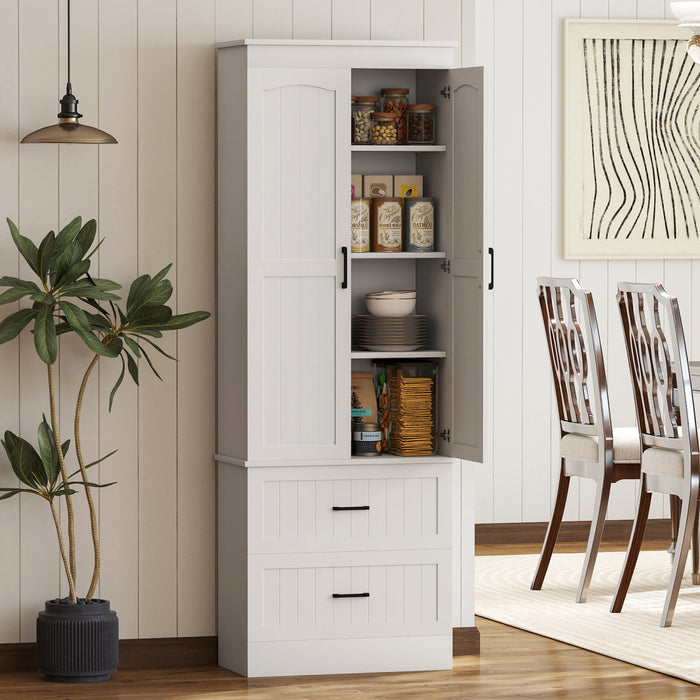 HOMCOM Armoire Haute, 67\" Armoire de Rangement de Cuisine, Blanc