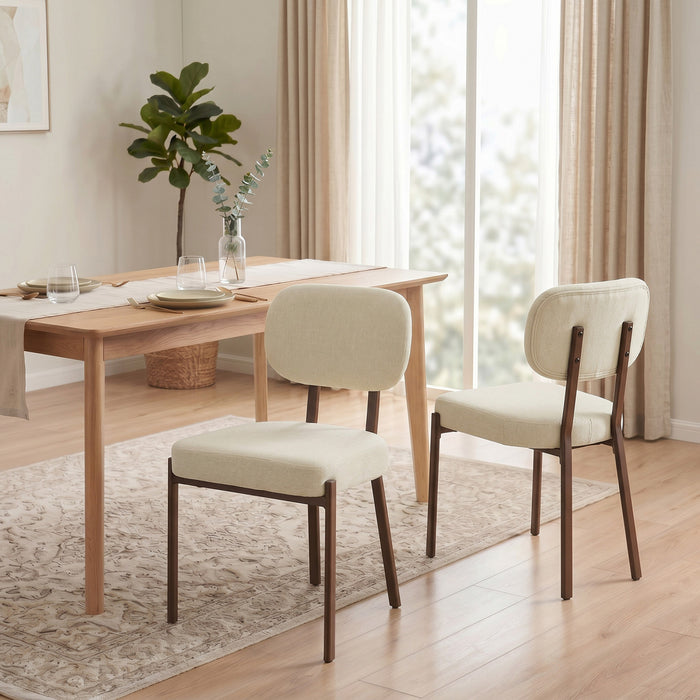 HOMCOM Chaises de Salle a Manger Rembourrees en Lin, Chaises de Cuisine, Beige