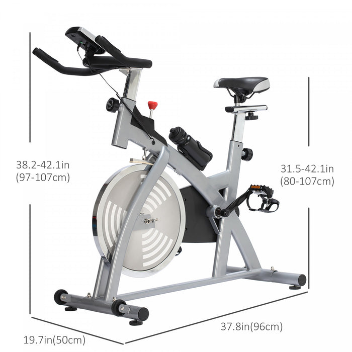 Soozier Velo D'exercice Vertical, Machine De Fitness A Domicile, Equipement Avec Support De Bouteille De Moniteur Lcd A Resistance Reglable, Argent