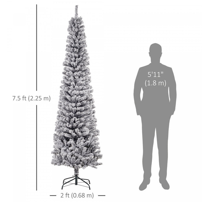 Homcom Arbre De Noel Artificiel Fin Floque De Neige Artificielle 7.5pi