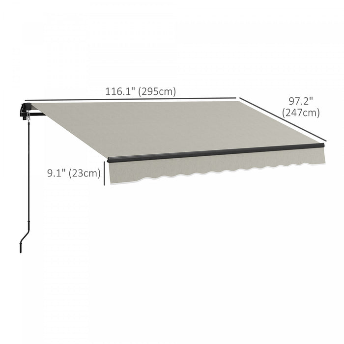 Outsunny 10' X 8' Auvent Retractable, Abri Pare-soleil, Gris Clair