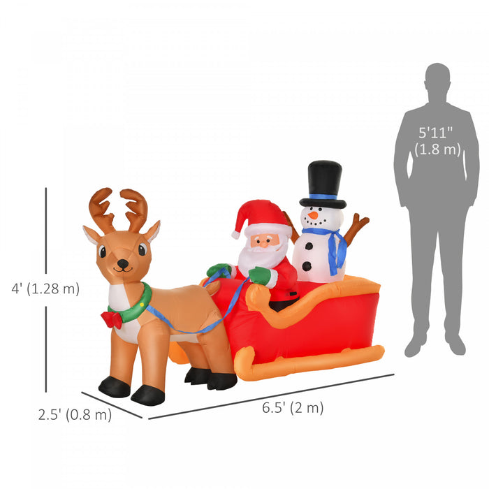 HOMCOM Decorations de Noel gonflables de 6,5 pi avec lumieres LED integrees