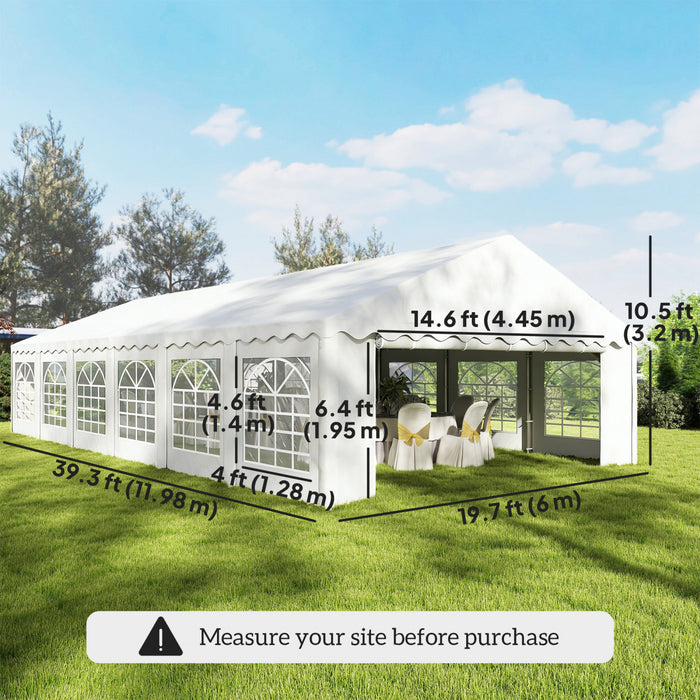 Outsunny Grande Tente de Reception 6 x 12 m avec Parois Amovibles, Blanc