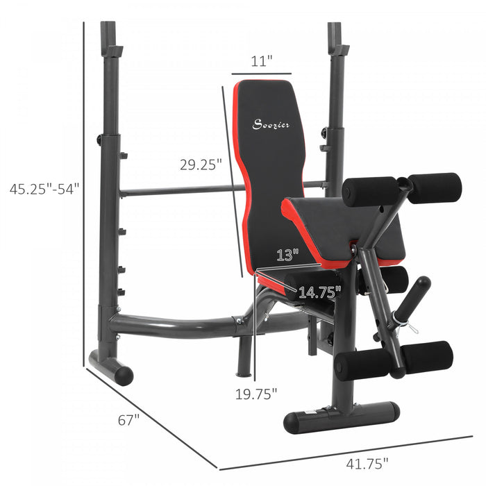 Banc De Musculation Soozier, Banc Reglable D'entrainement Multifonctionnel Robuste Avec Boucle De Predicateur, Developpeur De Jambes