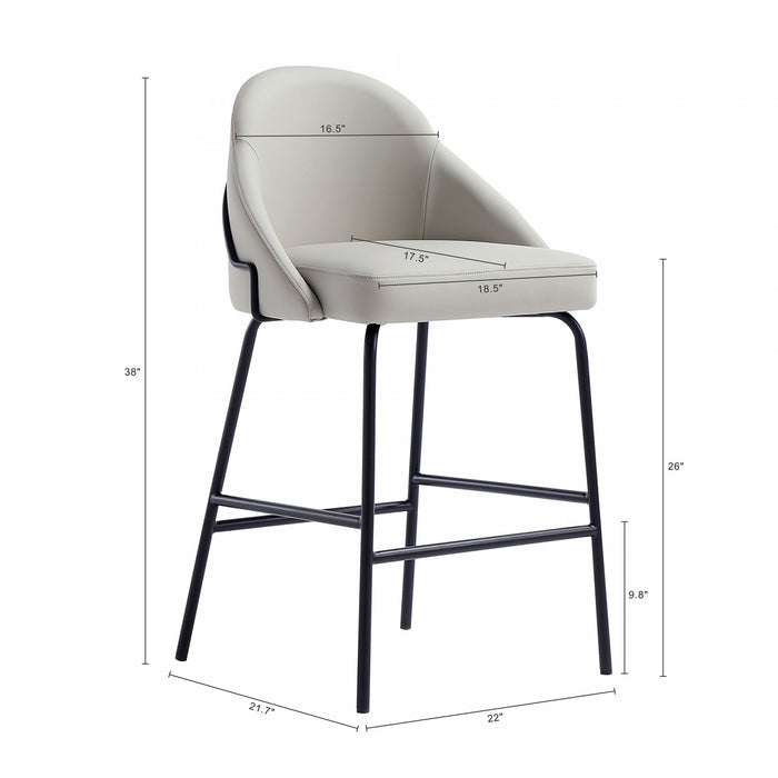 Tabouret de comptoir moderne en metal et tissu Gracie, gris pierre et noir - Lot de 2