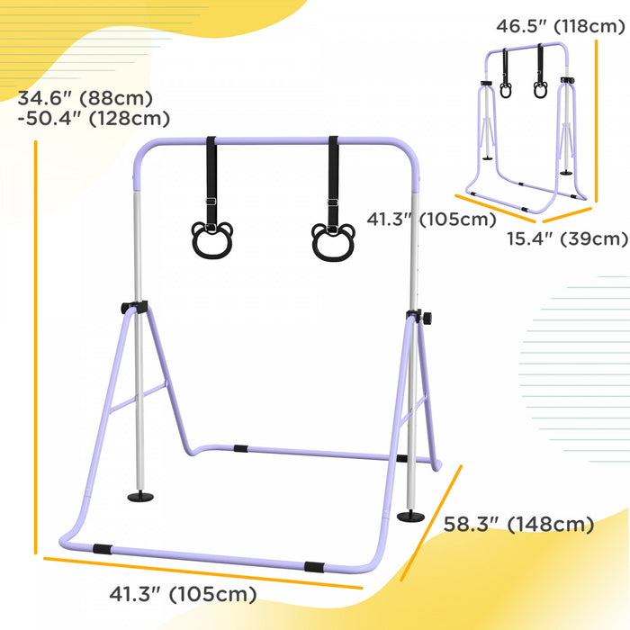 Qaba Barre De Gymnastique Pour Enfants, Barre Horizontale Pliable, Violet
