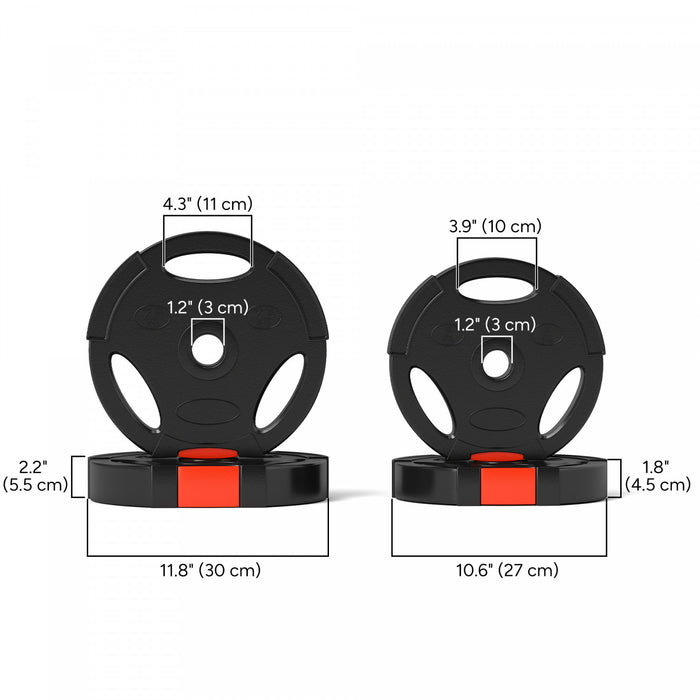 Soozier Lot De 4 Plaques De Poids Avec 3 Poignees, 2 X 17 Lb + 2 X 11 Lb