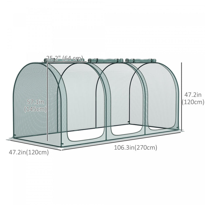 Outsunny Cage De Culture 9 X 4pi Avec Portes Zippees Sac De Rangement, Vert