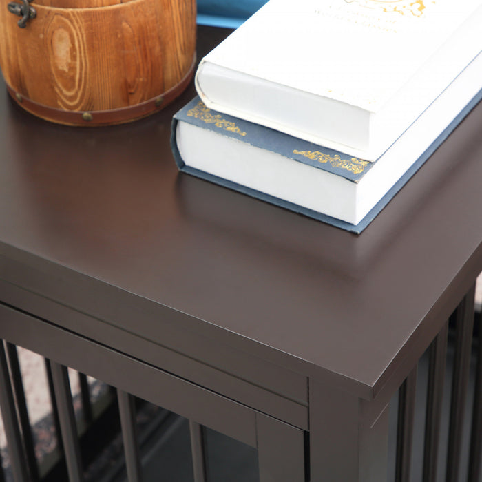Pawhut Meuble Pour Cage De Chien En Bois, Table D'extremite De Niche Pour Chiot, Maison Decorative Pour Animaux Avec Porte Avant, Verrouillage De Securite, Pour Petits Et Moyens Chiens, Cafe