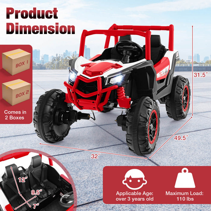 Costway 24v Kids Ride Sur Utv Avec 4 X 100w Puissant Moteur Telecommande Haute / Basse Vitesse Rouge
