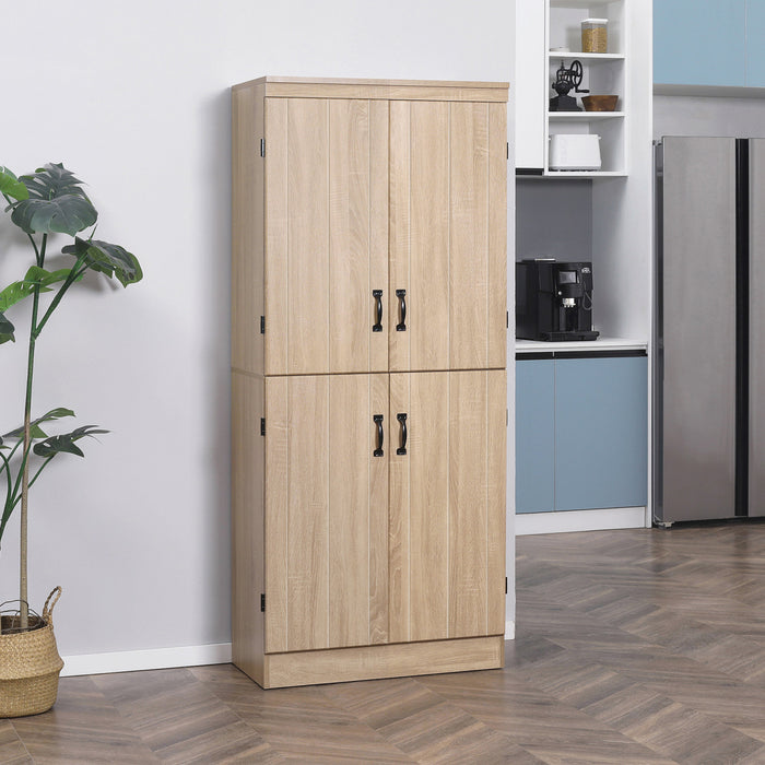 HOMCOM Armoire Garde-Manger Cuisine 6 Niveaux 4 Portes Naturel