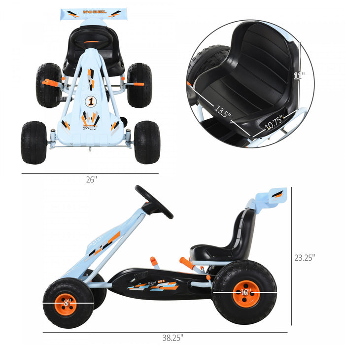 Aosom Kart Pedale Enfants 4 Roues Style Mignon Avec Siege Reglable, Frein A Main Et Levier De Vitesse Exterieur Voiture Pour Garcons Et Filles De 3 A 6 Ans