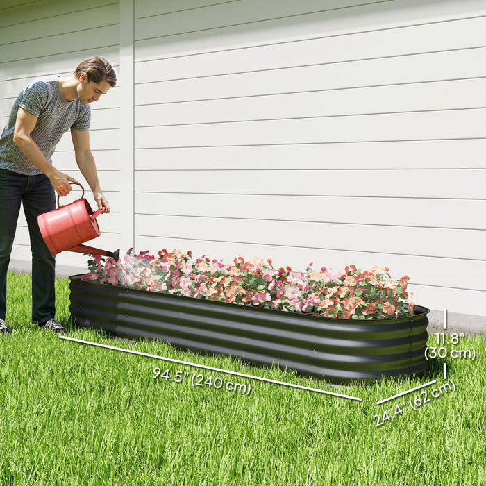 Outsunny Jardiniere de jardin surelevee galvanisee, 7,9 x 2 x 1 pi, argente