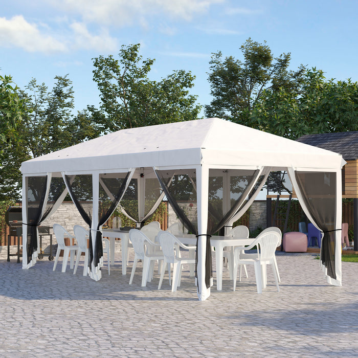 Outsunny Tente 10' X 20', Auvents Instantanes Avec 6 Parois Laterales En Maille Amovibles, Sac De Transport, Blanc Creme