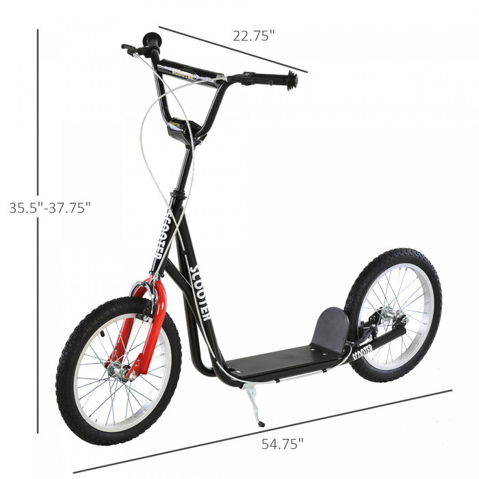 Aosom Scooter Guidon Reglable Enfants Jouet Pour 5+ Avec Freins Doubles Avant Et Arriere Roues Gonflables Noir