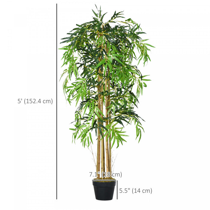 HOMCOM Arbre de bambou artificiel de 5pi en pot avec 1095 feuilles vertes