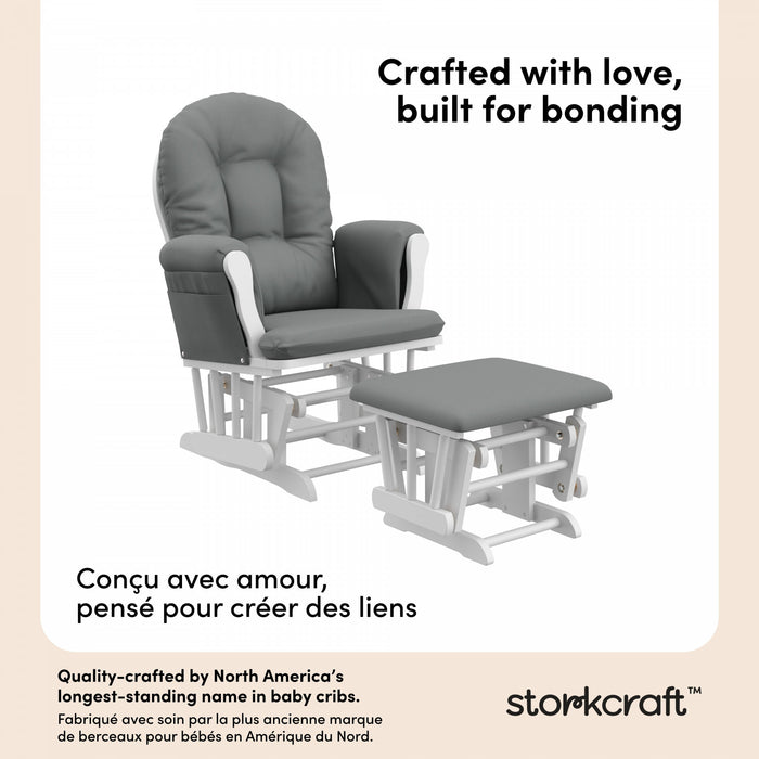 Storkcraft Hoop Fauteuil bercant et pouf - Blanc avec gris