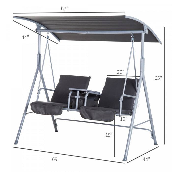 Outsunny Balancelle De Jardin 2 Places Gris